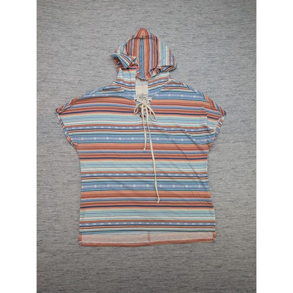 Panhandle Western Aztec Print Hoodie‎ Top Dolman Sleeve Lace Up Women's M - Picture 1 of 6
